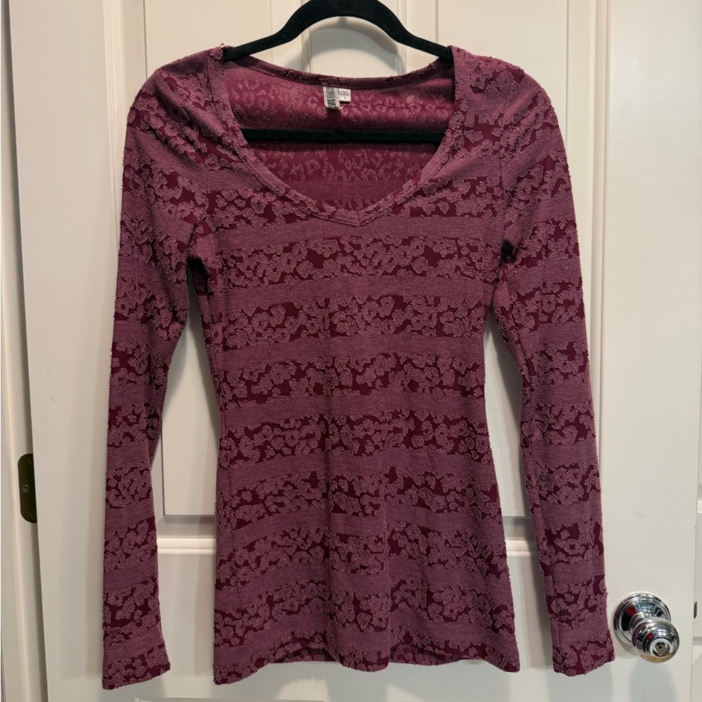 BKE Deep Red Lace Detail Top